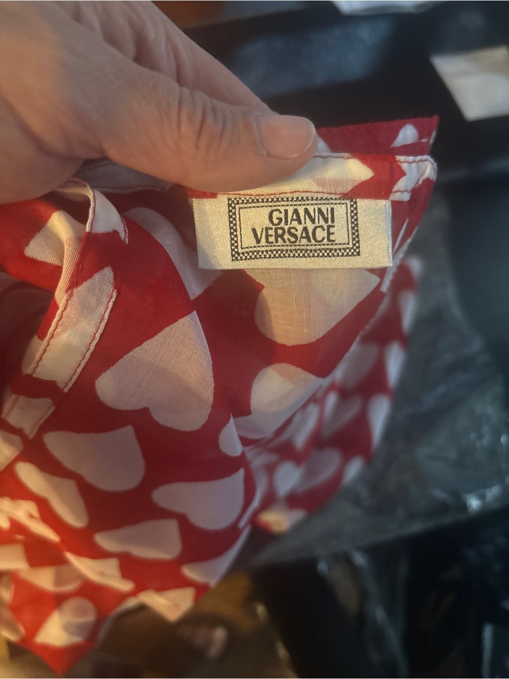 Versace Red Heart Print scarf